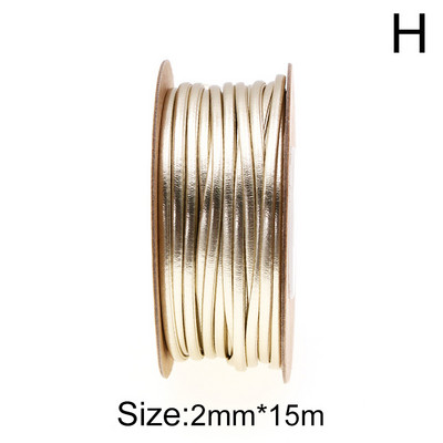 15 m/tekercs egyszínű PU bőr kötél 2 mm szélesség fényes fonott kötél DIY szövésű kézműves anyag varró szalag kézzel készített kellékek
