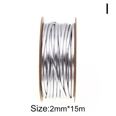 15 m/tekercs egyszínű PU bőr kötél 2 mm szélesség fényes fonott kötél DIY szövésű kézműves anyag varró szalag kézzel készített kellékek