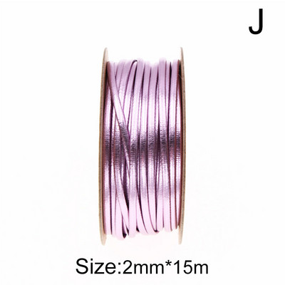 15 m/tekercs egyszínű PU bőr kötél 2 mm szélesség fényes fonott kötél DIY szövésű kézműves anyag varró szalag kézzel készített kellékek