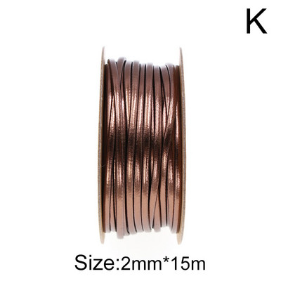 15 m/tekercs egyszínű PU bőr kötél 2 mm szélesség fényes fonott kötél DIY szövésű kézműves anyag varró szalag kézzel készített kellékek