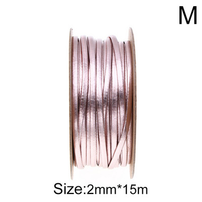 15 m/tekercs egyszínű PU bőr kötél 2 mm szélesség fényes fonott kötél DIY szövésű kézműves anyag varró szalag kézzel készített kellékek