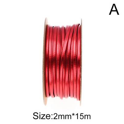 15 m/tekercs egyszínű PU bőr kötél 2 mm szélesség fényes fonott kötél DIY szövésű kézműves anyag varró szalag kézzel készített kellékek