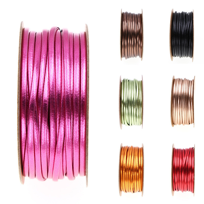 15 m/tekercs egyszínű PU bőr kötél 2 mm szélesség fényes fonott kötél DIY szövésű kézműves anyag varró szalag kézzel készített kellékek