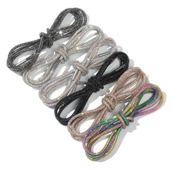1PC луксозни връзки за обувки с кристали Rainbow Diamond връзки за обувки маратонки връзки обувки кръгла връзка 100/120/140/160CM 1бр връзки направи си сам