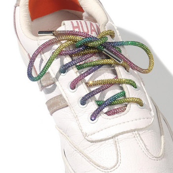 1PC луксозни връзки за обувки с кристали Rainbow Diamond връзки за обувки маратонки връзки обувки кръгла връзка 100/120/140/160CM 1бр връзки направи си сам
