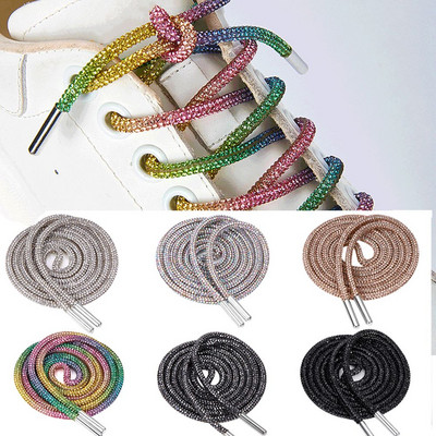 1PC Luxury Rhinestone Shoelaces Rainbow Diamond Shoe laces Sneakers Laces Shoes Round Shoelace 100/120/140/160CM 1Pc DIY Strings