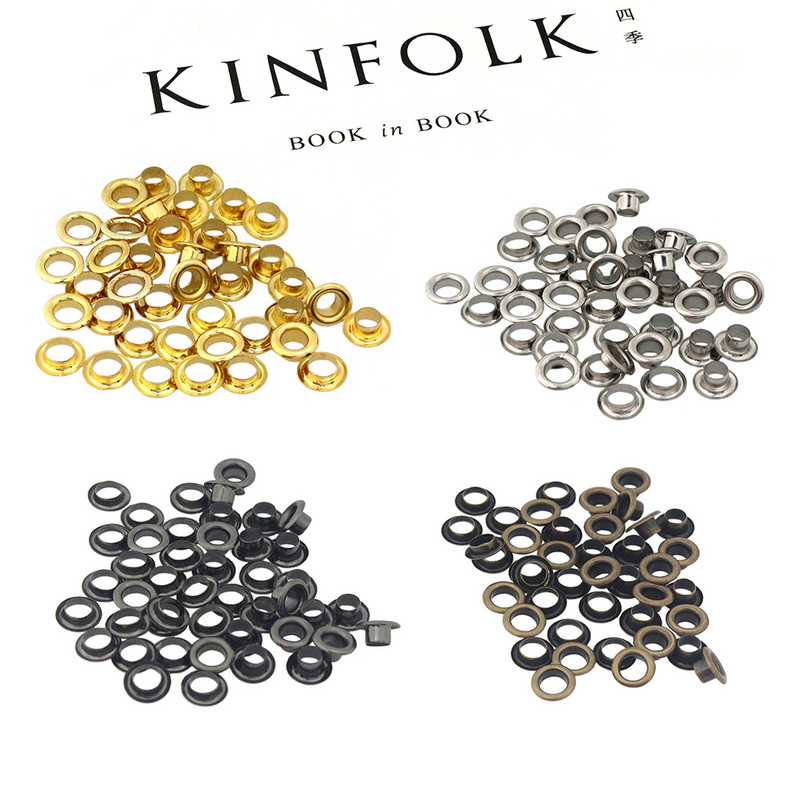 100 kompleta 4 mm mesingana dvostrana ušica s podloškom za pranje, kožna obrtnička ušnica za popravak, okrugli prstenovi za oči, torba za cipele, remen za odjeću, šešir