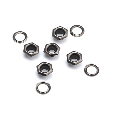 300 комплекта / партида 6x шестоъгълни месингови метални втулки + черен никел JY-010 5 mm дупка вътрешна уплътнителна шайба