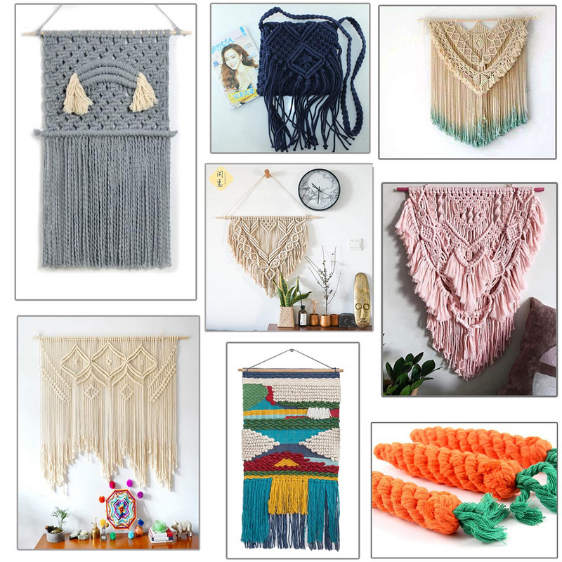 2 mm 100 M makrama aukla, dabīgas kokvilnas savīta mīksta makrama virve mākslas darbiem, piekarināšana pie sienas, augu pakaramie, roku darbs, adīšana