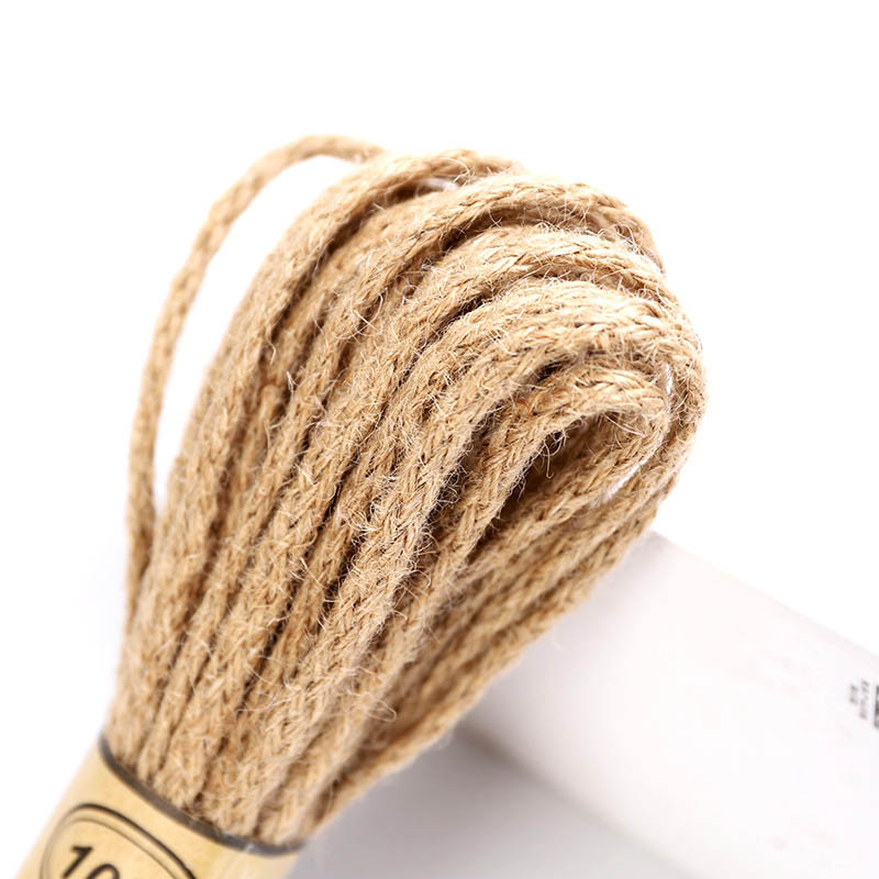 5-6mm λινάτσα 5m Hessian Jute Σπάγκος από σχοινί κάνναβης Συσκευασία δώρου Γαμήλιο πάρτι Χριστουγεννιάτικο Φεστιβάλ Διακόσμηση Χειροτεχνία DIY