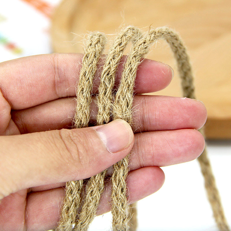 5-6mm λινάτσα 5m Hessian Jute Σπάγκος από σχοινί κάνναβης Συσκευασία δώρου Γαμήλιο πάρτι Χριστουγεννιάτικο Φεστιβάλ Διακόσμηση Χειροτεχνία DIY