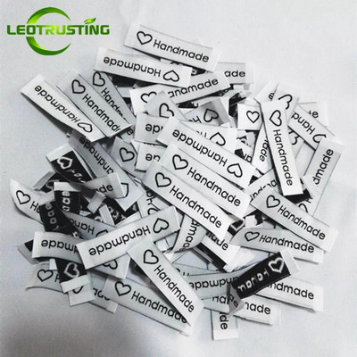 100 komada 15x60 mm Cutt Stock etikete za odjeću, crne tkane etikete, ručno izrađene s presavijenim metalik zlatno izvezenim etiketama na kraju ljubavi