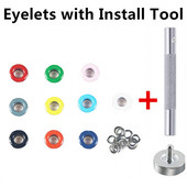 30 kompleta metalnih ušica u boji gumba s ušicama kožni remen za cipele DIY torba za spomenare Oznaka za odjeću s alatima za instaliranje tiska