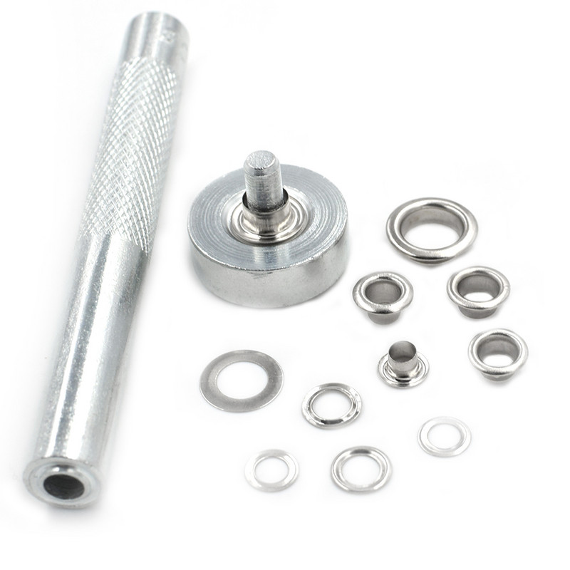 100 kompleta 5 mm Metalne ušice i alati za ugradnju Zakovice Gumbi Metalne pore Alat za ušice Zakrpa za šivanje Odjeća i dodaci