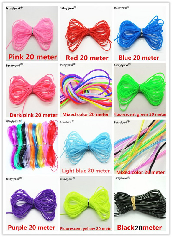 Dekoratívny pamäťový drôt Cover Memory Wire 20 metrov, zmiešané farby, 10 metrov lano, dutá gumená trubica, šnúrka na šperky 2 mm, DIY príslušenstvo