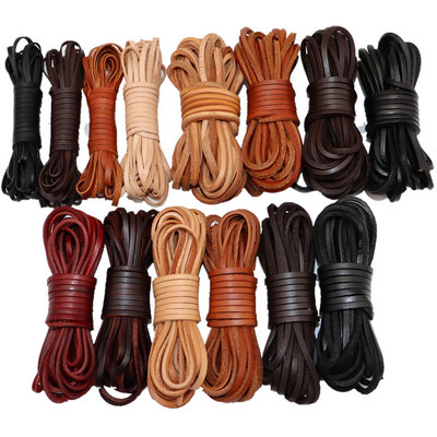 5Meters Retro Genuine Leather Cord 3mm Flat Strand Cow Leather Rope Fit Necklace Bracelets DIY Jewelry Making Accessories