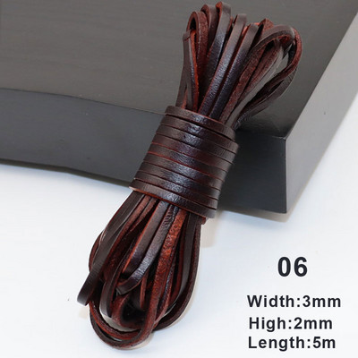 5 metri Retro īstas ādas aukla, 3 mm plakana šķipsna govs ādas virve, piemērota kaklarota rokassprādzes, rotaslietu izgatavošanas piederumi.