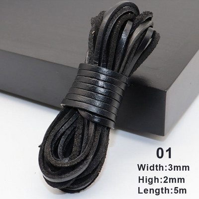 5 metri Retro īstas ādas aukla, 3 mm plakana šķipsna govs ādas virve, piemērota kaklarota rokassprādzes, rotaslietu izgatavošanas piederumi.