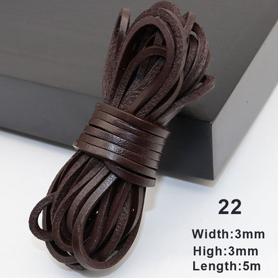 5 metri Retro īstas ādas aukla, 3 mm plakana šķipsna govs ādas virve, piemērota kaklarota rokassprādzes, rotaslietu izgatavošanas piederumi.