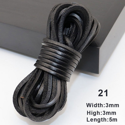5 metri Retro īstas ādas aukla, 3 mm plakana šķipsna govs ādas virve, piemērota kaklarota rokassprādzes, rotaslietu izgatavošanas piederumi.