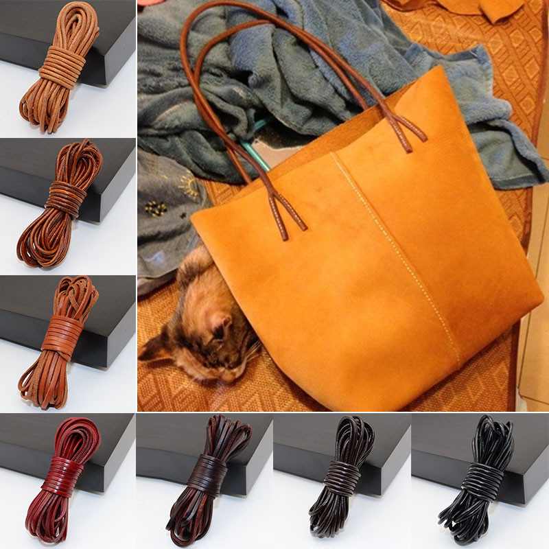 5 metri Retro īstas ādas aukla, 3 mm plakana šķipsna govs ādas virve, piemērota kaklarota rokassprādzes, rotaslietu izgatavošanas piederumi.