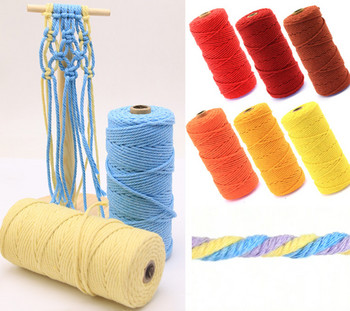 2,5 mm 100% памучен шнур, цветни шнурове, бежов усукан занаятчийски шнур за макраме Направи си сам домашен текстил Сватбени декоративни принадлежности 110 ярда