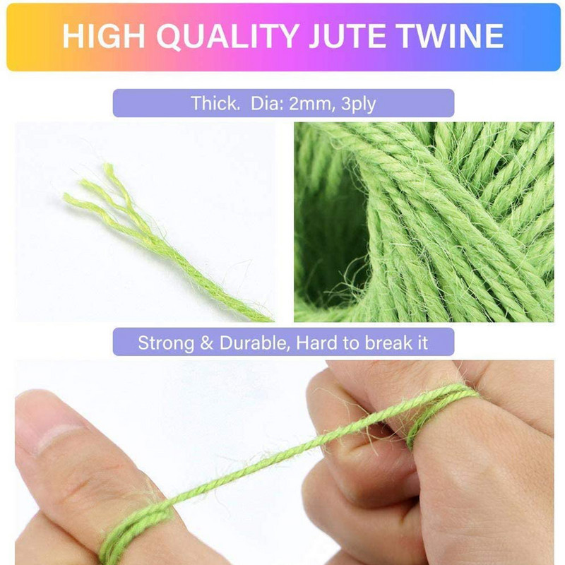 100M/Rola Raznobojna jutena užad Prirodna juta Hessian konop Konop konoplja Pakiranje darova Konci Dekoracija božićnih događaja i zabava