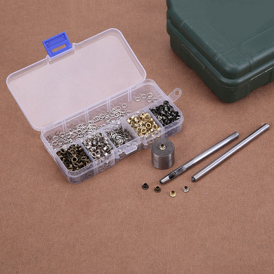 Metal Eyelet Set DIY Leather Hole Clothes Accessories with Knocking Tool