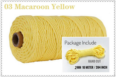 Snur din bumbac macaron de 2 mm și 10 metri Coarda de macrame Ață colorată Accesorii DIY pentru decorarea camerei