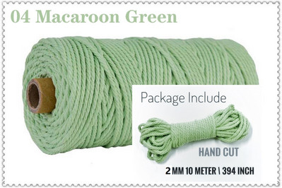 Snur din bumbac macaron de 2 mm și 10 metri Coarda de macrame Ață colorată Accesorii DIY pentru decorarea camerei