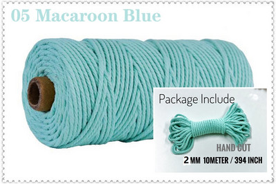 Snur din bumbac macaron de 2 mm și 10 metri Coarda de macrame Ață colorată Accesorii DIY pentru decorarea camerei