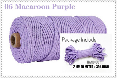 Snur din bumbac macaron de 2 mm și 10 metri Coarda de macrame Ață colorată Accesorii DIY pentru decorarea camerei