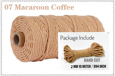 Snur din bumbac macaron de 2 mm și 10 metri Coarda de macrame Ață colorată Accesorii DIY pentru decorarea camerei