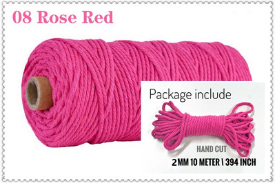 Snur din bumbac macaron de 2 mm și 10 metri Coarda de macrame Ață colorată Accesorii DIY pentru decorarea camerei