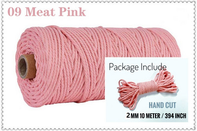 Snur din bumbac macaron de 2 mm și 10 metri Coarda de macrame Ață colorată Accesorii DIY pentru decorarea camerei