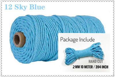Snur din bumbac macaron de 2 mm și 10 metri Coarda de macrame Ață colorată Accesorii DIY pentru decorarea camerei