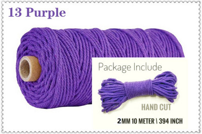 Snur din bumbac macaron de 2 mm și 10 metri Coarda de macrame Ață colorată Accesorii DIY pentru decorarea camerei