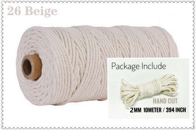 Snur din bumbac macaron de 2 mm și 10 metri Coarda de macrame Ață colorată Accesorii DIY pentru decorarea camerei