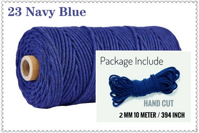 Snur din bumbac macaron de 2 mm și 10 metri Coarda de macrame Ață colorată Accesorii DIY pentru decorarea camerei