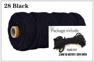 Snur din bumbac macaron de 2 mm și 10 metri Coarda de macrame Ață colorată Accesorii DIY pentru decorarea camerei