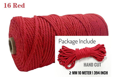Snur din bumbac macaron de 2 mm și 10 metri Coarda de macrame Ață colorată Accesorii DIY pentru decorarea camerei