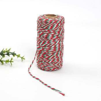 100 м памучни шнурове Червено Зелено Бяло Етикет Струна Въже Направи си сам Занаяти Опаковка за подаръци Лента Канап Консумативи за сватбена коледна украса