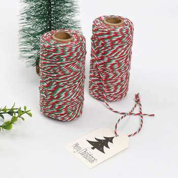 100 м памучни шнурове Червено Зелено Бяло Етикет Струна Въже Направи си сам Занаяти Опаковка за подаръци Лента Канап Консумативи за сватбена коледна украса