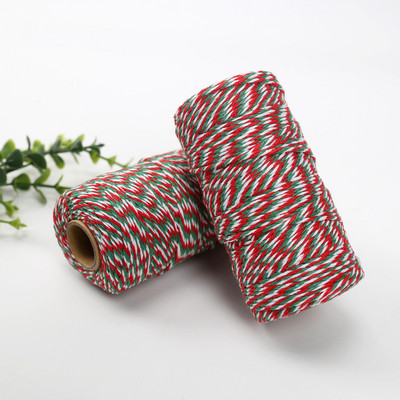 100 m-es pamut zsinórok piros zöld fehér címke zsinór DIY kézműves ajándékcsomagolás szalag zsineg szalag esküvői karácsonyi dekorációs kellékek