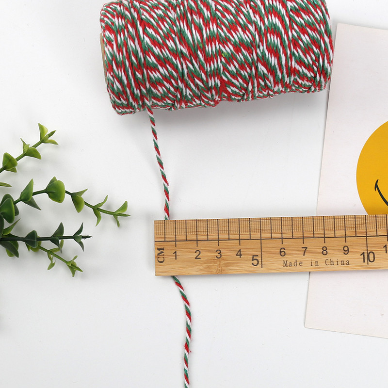 100 m medvilnės virvelės raudonos žalias baltos etiketės virvelės „pasidaryk pats“ amatai dovanų pakavimo juostelė, siūlai, siūlai Vestuvių kalėdinio dekoravimo reikmenys