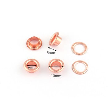 6 χιλιοστά Rose Gold Metal Eyelets με ροδέλες Ορειχάλκινες οπές για ρούχα από κάρτα/καμβά Αξεσουάρ τσαντάκι δερμάτινων υποδημάτων χειροτεχνίας