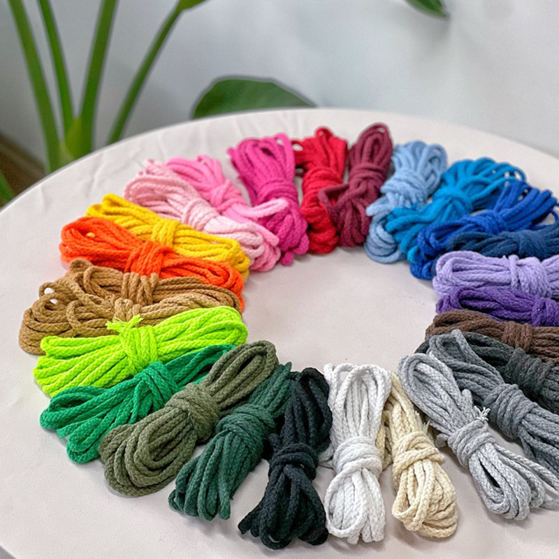 Macaroon soft 5 mm pamučni kabel s osam niti Macrame uže DIY rukotvorina Benang pređa od vlakana umjetnički materijal Dekoracija zidova sobe