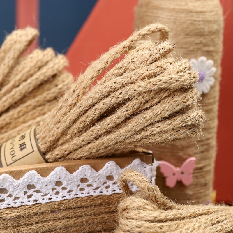 Hot Sale 10metarski konop od prirodne jute 6 mm širine Vintage ručno tkani konop od konoplje DIY foto zidni ukrasi zamatanje darova Potrepštine za zabavu