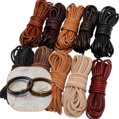5 м/ролка ретро кожен шнур с кръгла/плоска нишка от въже от говежда кожа за направата си сам плетена гривна черна/кафява/кафе