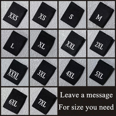 500 komada XXS~7XL crni i bijeli damast velike gustoće Oznake s brojevima veličine Izrežite i presavijte izvezenu odjeću Culotte naljepnice za njegu